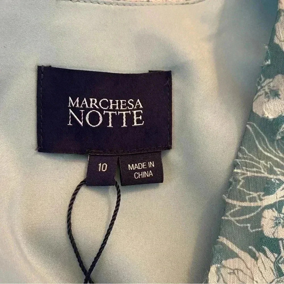 Marchesa Notte Long Sleeved V-neck Tiered Chiffon
Mini Dress in Sage - Picture 6 of 16